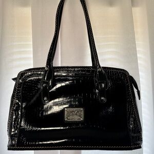PRE-OWNED Dolce & Gabbana Original Denim Black Leather Shoulder Bag Large
